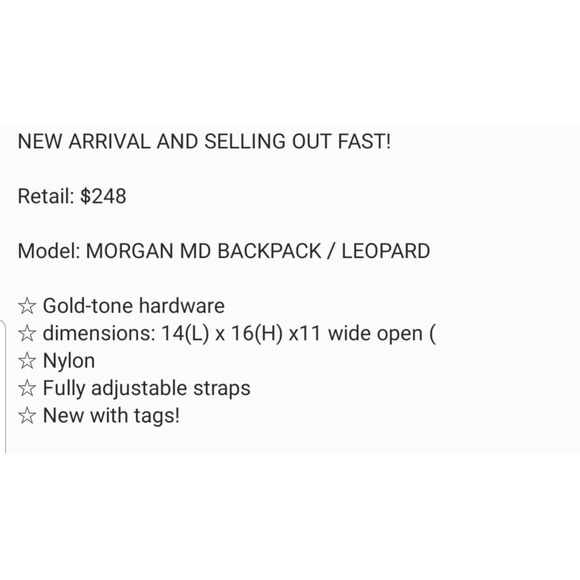 Michael Kors Leopard Morgan Medium Backpack, NWT - Picture 5 of 5